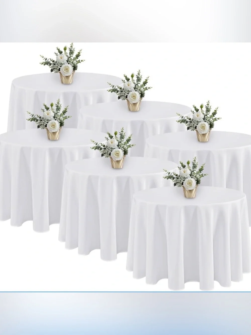 Elegant White Round Tablecloth - Set of 6